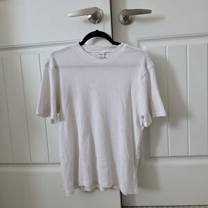 TNA White Waffle-Knit Short Sleeve Oversized Tee
